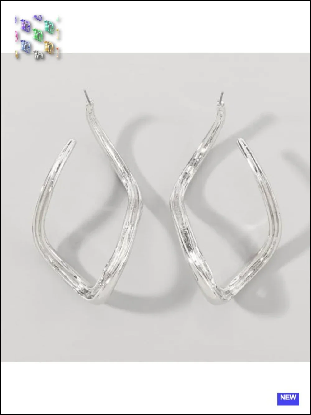 14K Gold Plated Unique Twisted Square Large Hoop Earrings Bold Geometric Drop